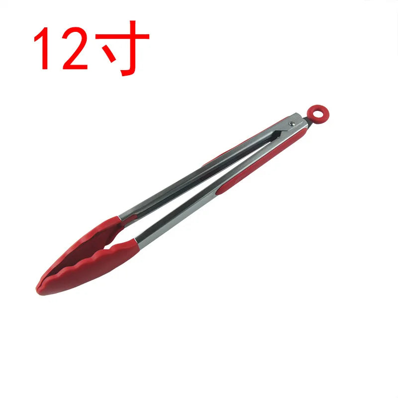 7/9/12inch Silicone Kitchen BBQ Tongs Stainless Steel Locking Cooking Tongs with Silicone Tips Non-Slip Food Tongs for Cooking