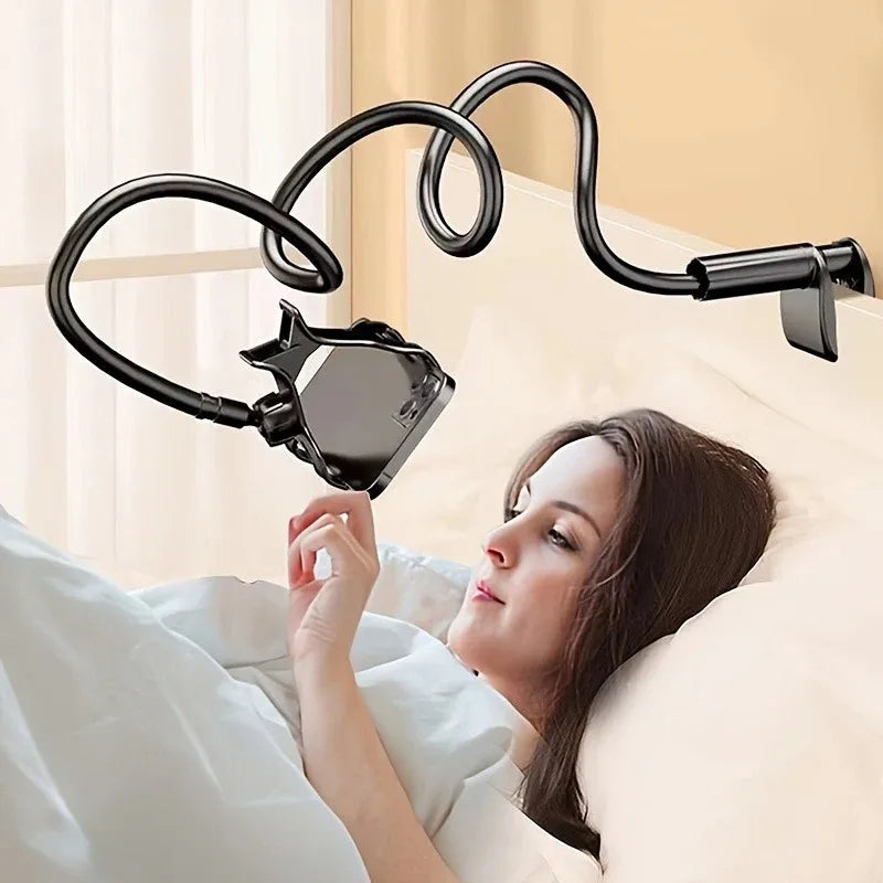 138cm Cell Phone Clip on Stand Holder with Grip Flexible Long Arm Gooseneck Lazy Bracket Mount Clamp for Smartphones ﻿