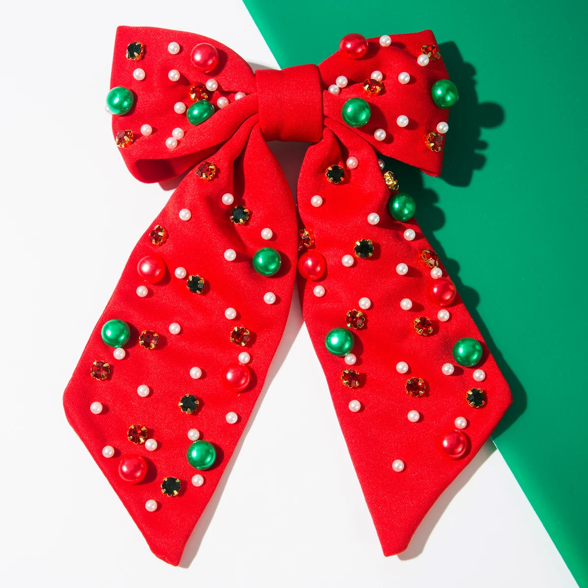 New Christmas Elements Bow Hairpin Women's Fashion Nail Diamond Pearl Holiday Party Spring Clip Hair Accessories