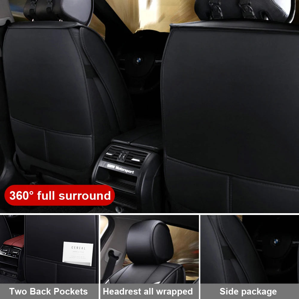 5-Seats PU Leather Car Seat Covers Full set Universal Front Rear Seat Cushion Anti-scratch Protection Four Seasons