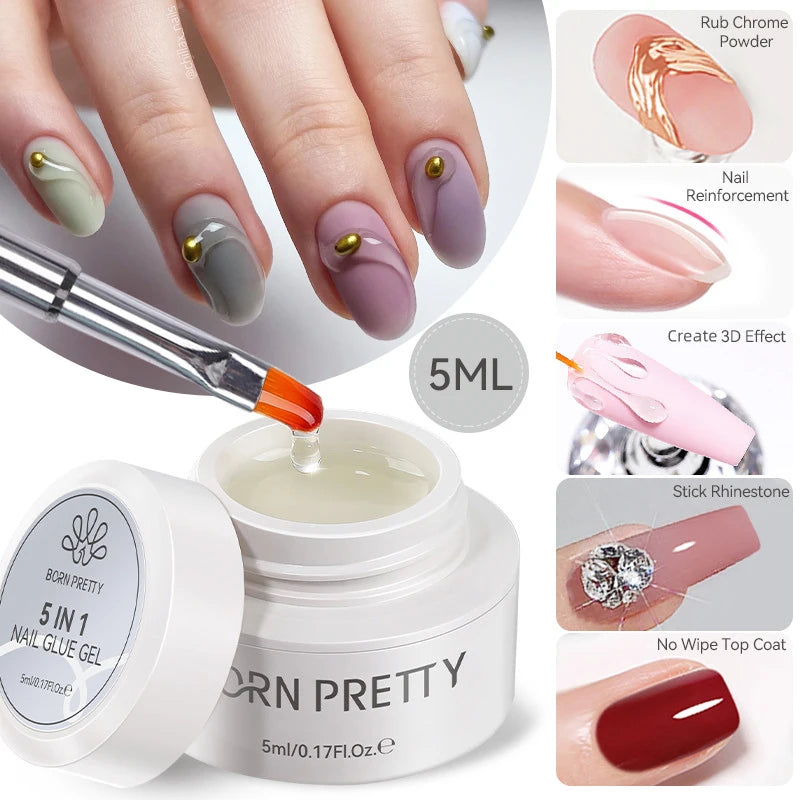 BORN PRETTY 15ml Clear Non Stick Hand Extension Gel 3D Shaping Sculpting Carving Nail Art Solid Hard Gel for Fake Nail