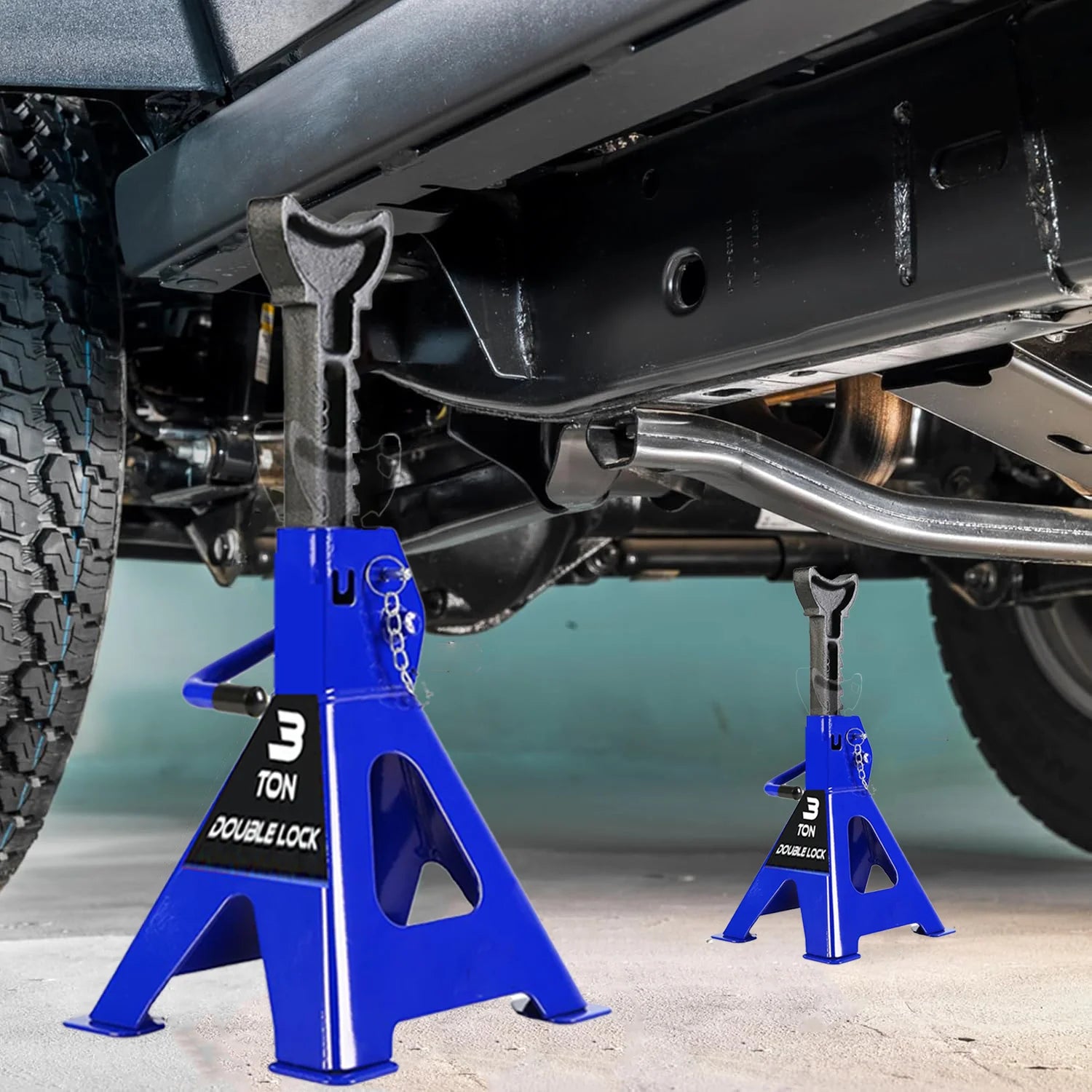 1 Pair 3 Ton Jack Stands Double Safety Pin 6000 lbs Capacity, Adjustable Height for Lifting SUV Pickup Truck Car