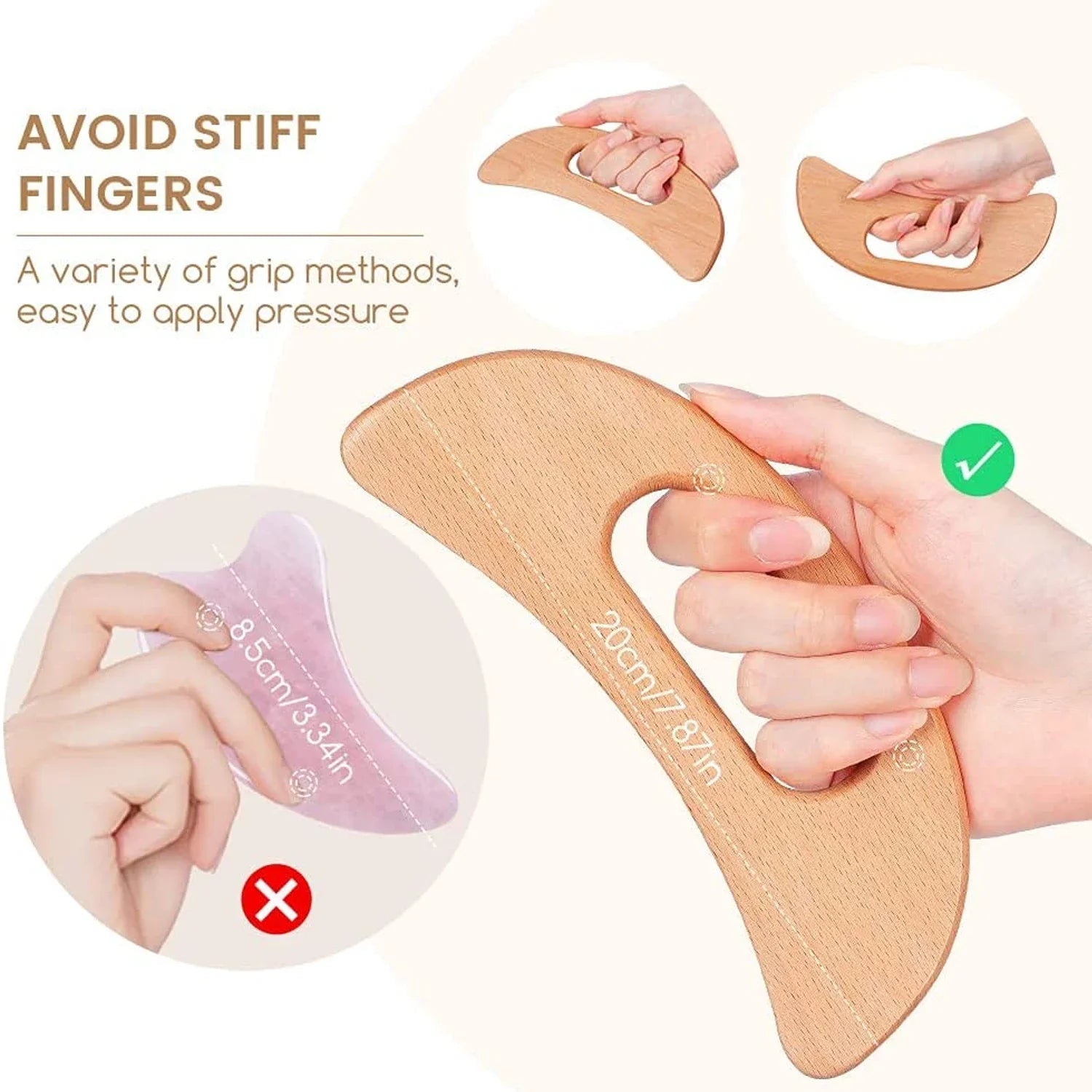 Body Gua Sha Tool Wooden Lymphatic Drainage Tool for Anti Cellulite and Relieve Muscle Fatigue Massage Tools for Neck Back