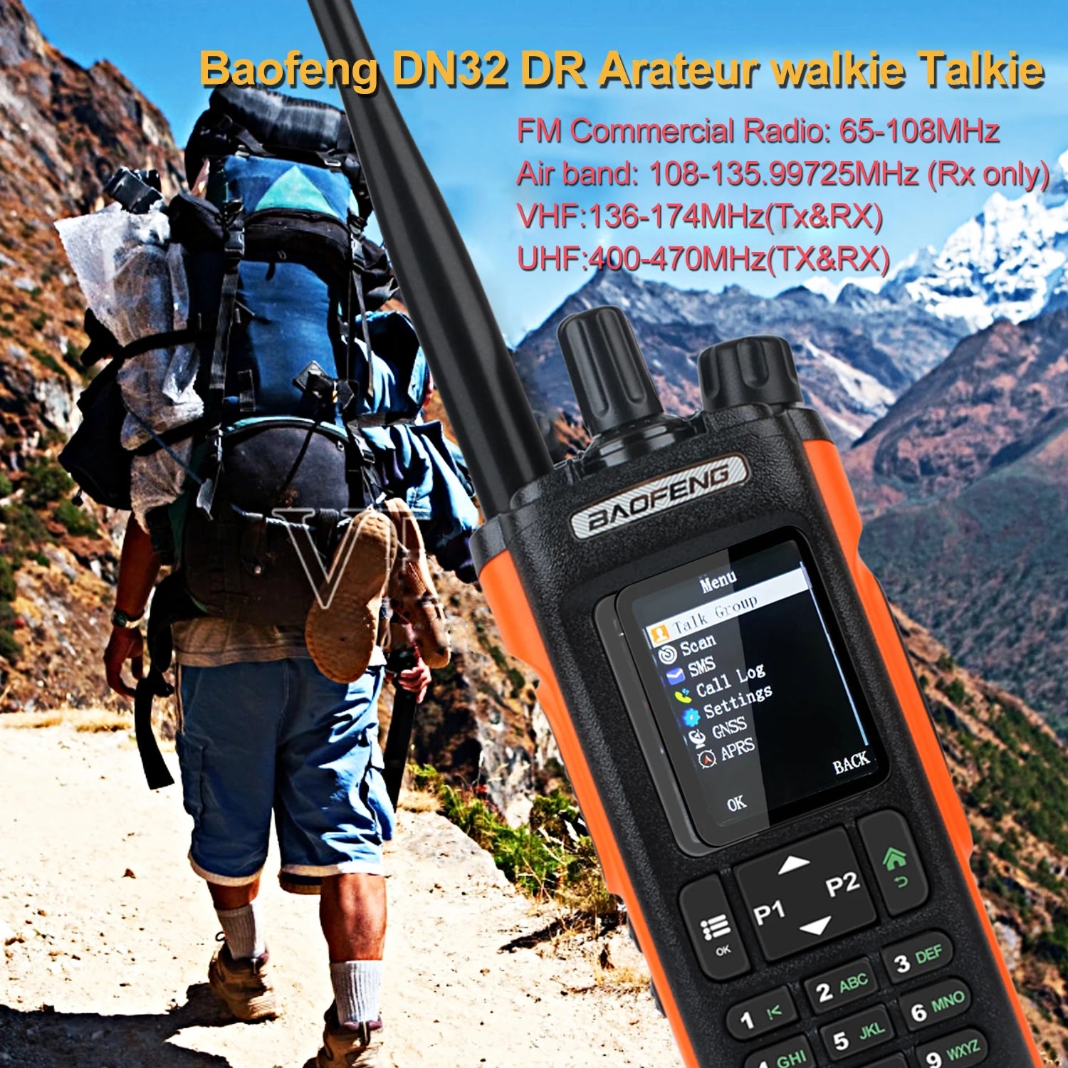 Baofeng DM-32 GPS APRS AES256 Encryption DMR Digital Analog UHF VHF Dual Band 8W Air Band FM Walkie Talkie DM-32UV