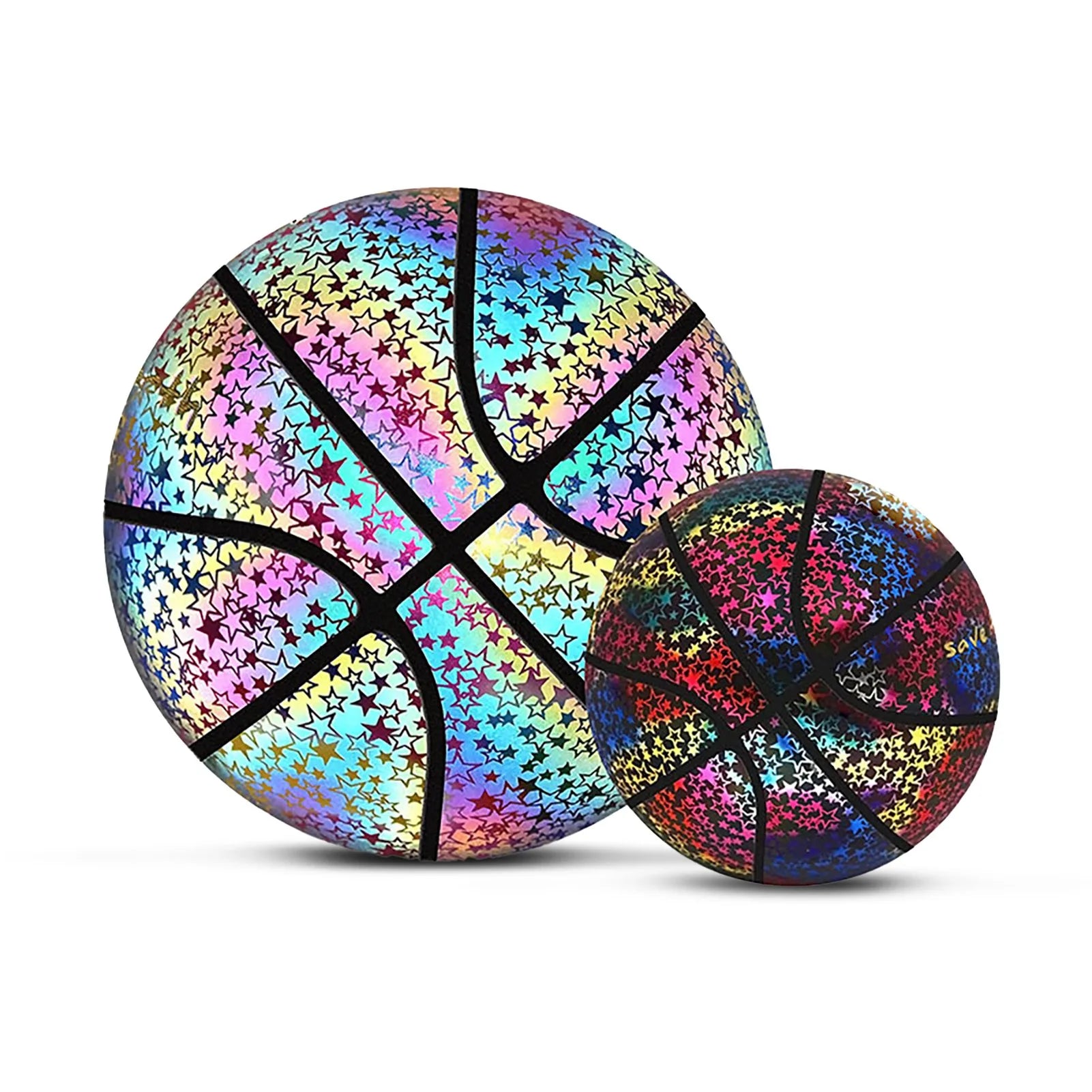 Holographic Glowing Reflective Basketball Size 7 Wear Resist PU Luminous Basket Ball for Adults Reflective Glowing Basketball