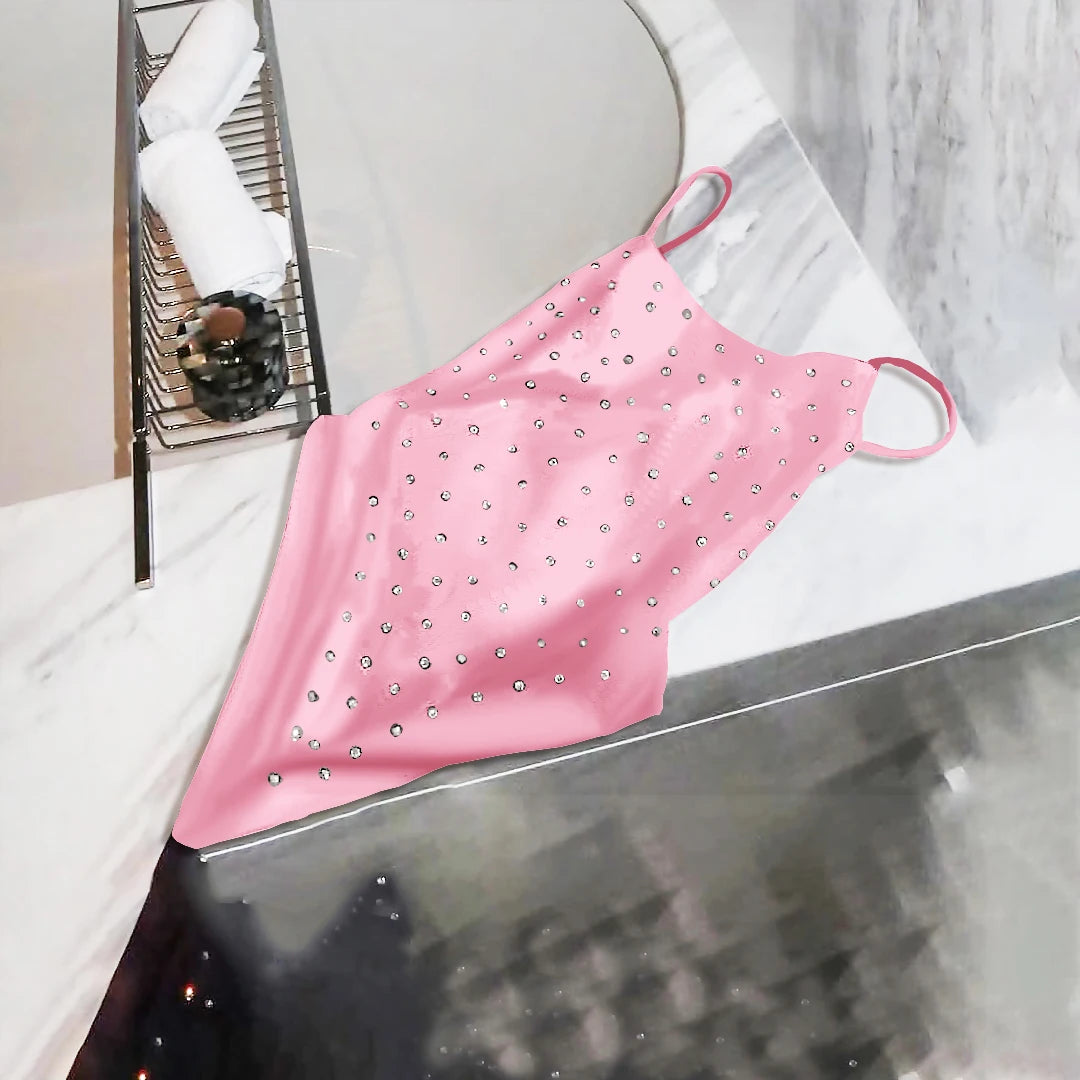 2025 Diamond Bikini Sexy Women Swimsuit Bandeau Biquini Push Up Swimwear Female Shiny Bathing Suits Floral Bodysuit Beachwear