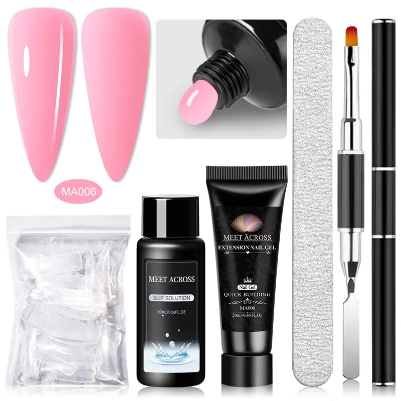 MEET ACROSS 5PCS/SET Extension Gel For Nails Finger Extension Gel Manicure Slip Solution Acrylic Nail Art Varnish DIY Tool