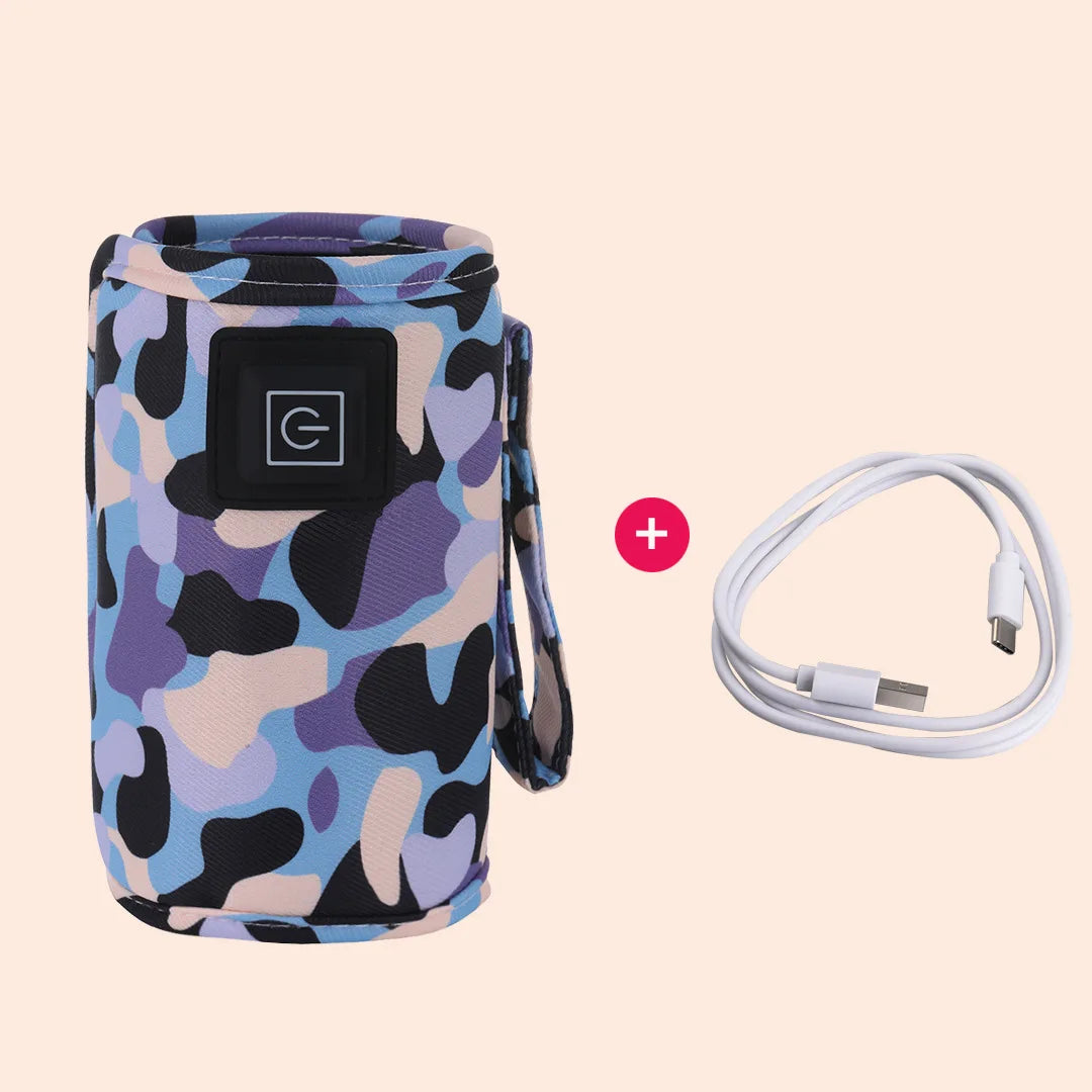 USB Charging Bottle Warmer, Compact Insulated Heating Bag for Diaper Bags, Quick Formula Warming for Outdoor Activities