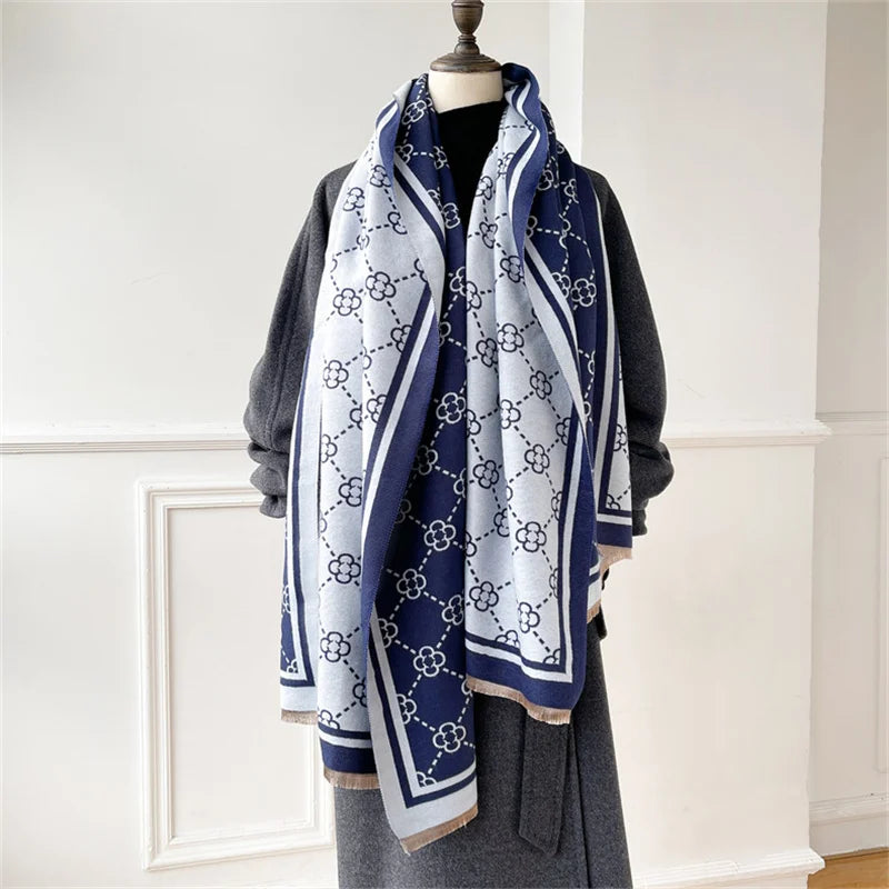 Luxury Brand Cashmere Women Plaid Scarf Winter Warm Shawl and Wrap Bandana Pashmina Female Foulard Square Thick Blanket Poncho