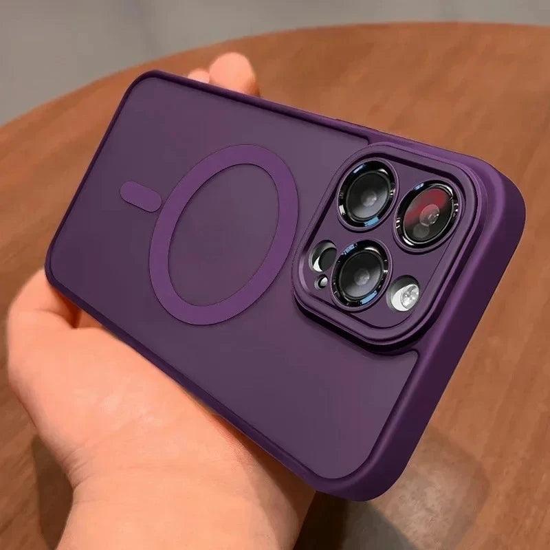 Original Case For iPhone 17 Air 16 15 14 13 12 11 Pro Max Plus For Magsafe Magnetic Wireless Charge Lens Protector Matte Cover