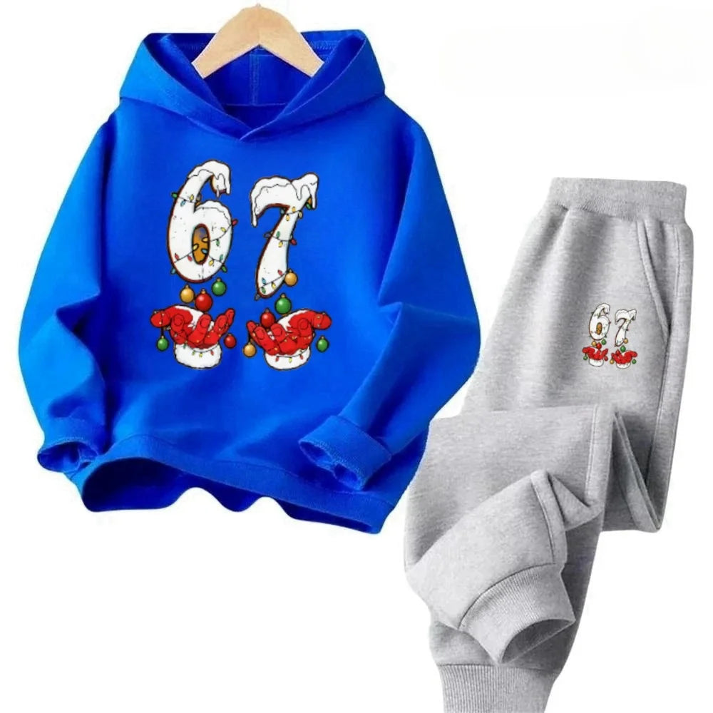 4-13Y 67 Skin-Friendly Kids Suit Hypoallergenic Cotton 2Pcs Playwear Free Shipping 2026 Children's Comfortable Sweatshirt Set