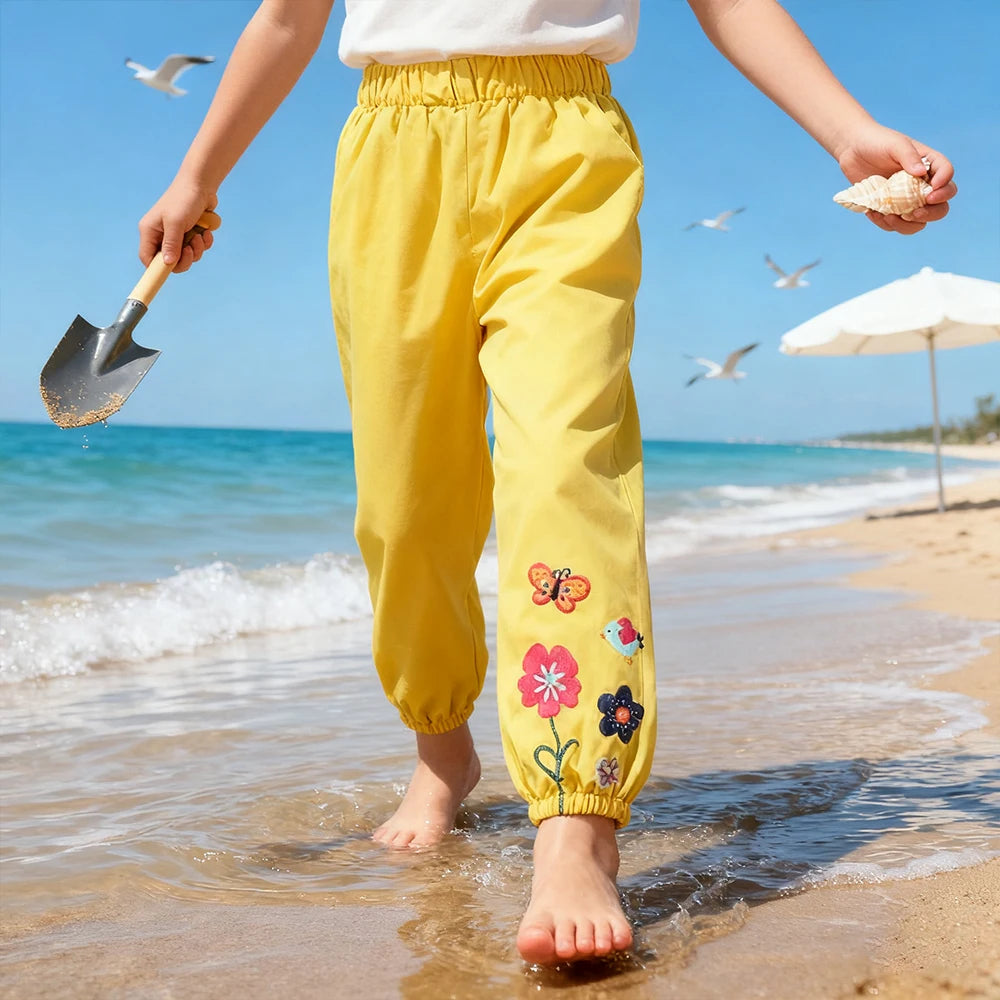 Baby Clothes Waterproof Rain Pants Candy Color Flower Pattern Boys Girls Pants Spring Autumn Outdoor Rain Trousers Kids Clothing