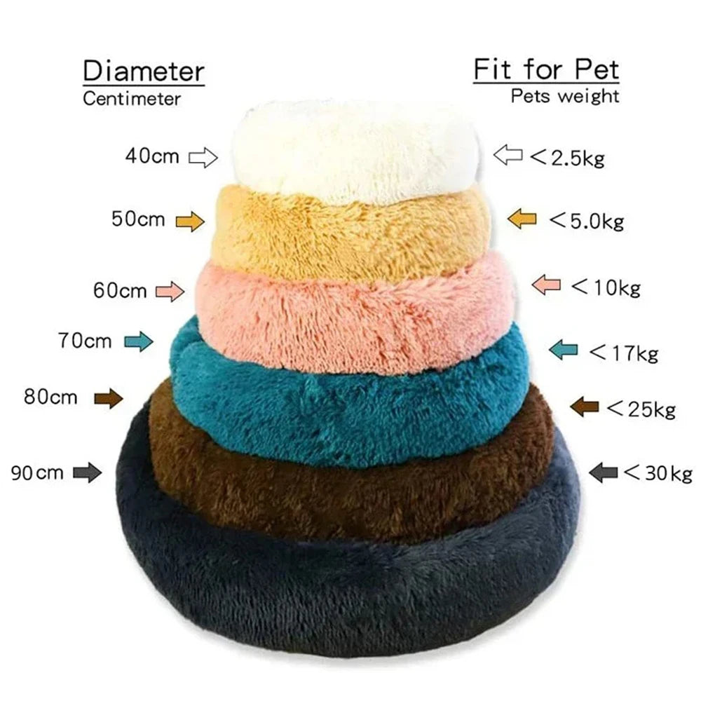 40-90cm Small Cat Bed Long Plush Dog House Round Large Dog Bed for Medium Dog House Super Soft Winter Warm Sleeping Nest