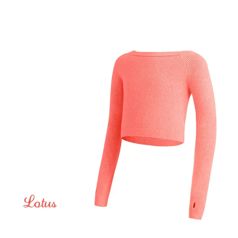 Girls Ballet Sweater Kids Ballet Tops Dance Knitwear Sweater Warm Thermal Dance Coat Boat Neck Knitted Jacket Dance Tops Girls