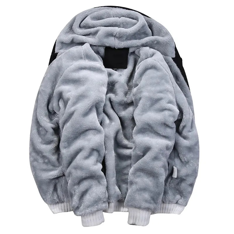 New Men's Hoodies Jacket Winter Thick Warm Fleece Zipper Hoodies Coat Casual Tracksuit Sportwear Male Sweatshirts M~ 5XL