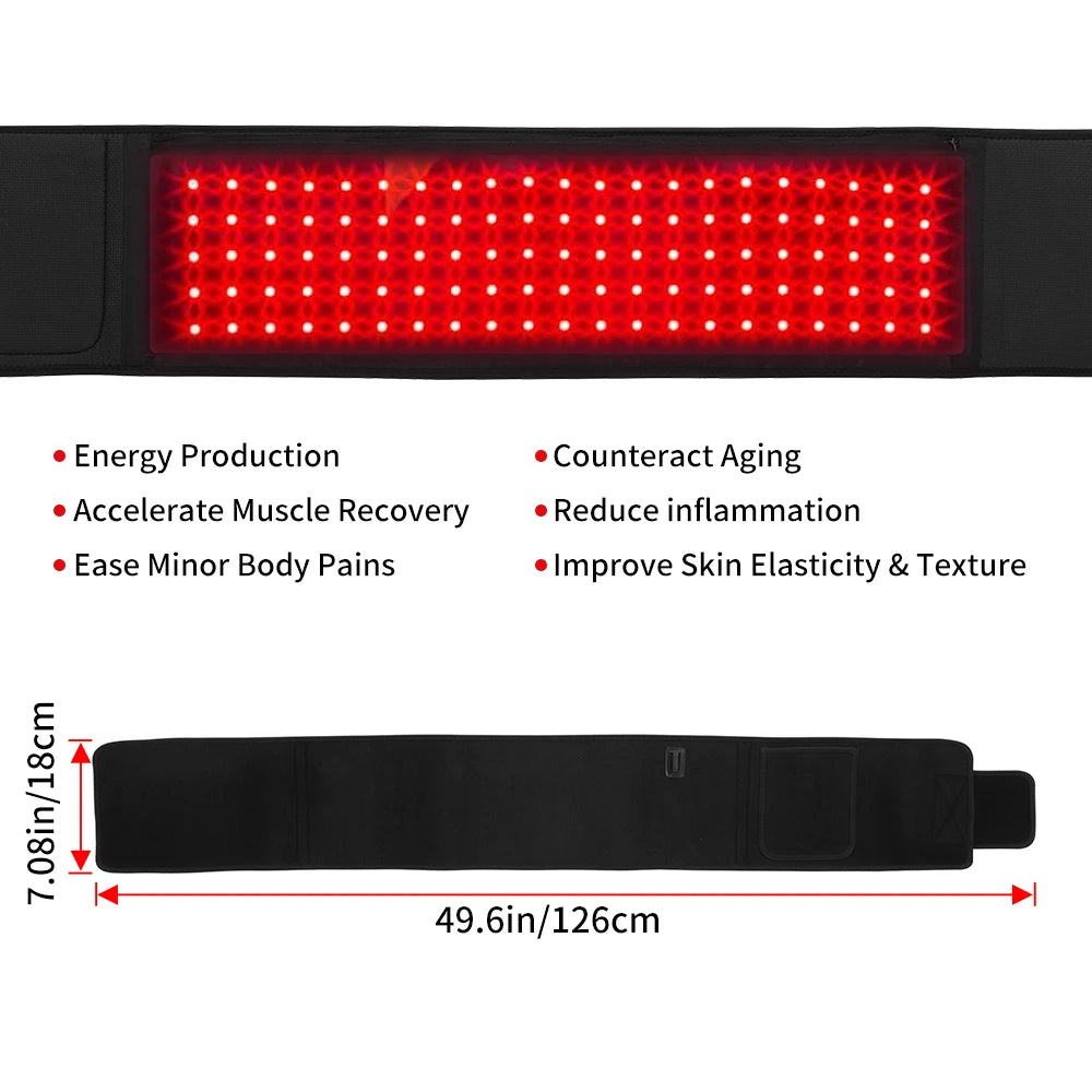 Red Light Therapy Belt 660nm 850nm Near Infrared Light Therapy for Body, Relaxing Muscle, Inflammation, Improve Circulation