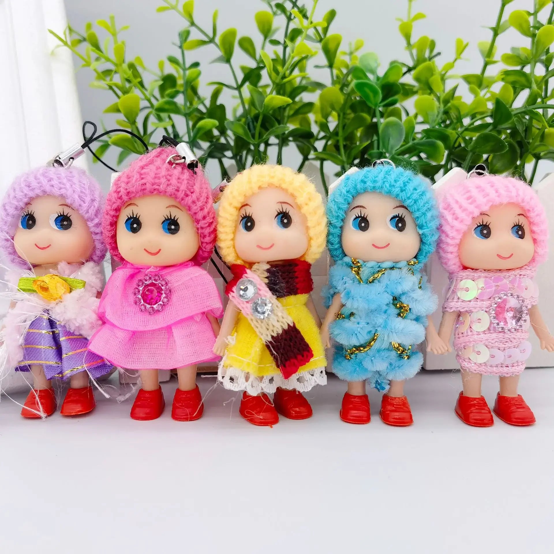 Cute Fashion Kids Plush Dolls Keychain Soft Stuffed Toys Keyring Mini Plush Animals Key Chain Baby Doll Toys for Girls Women