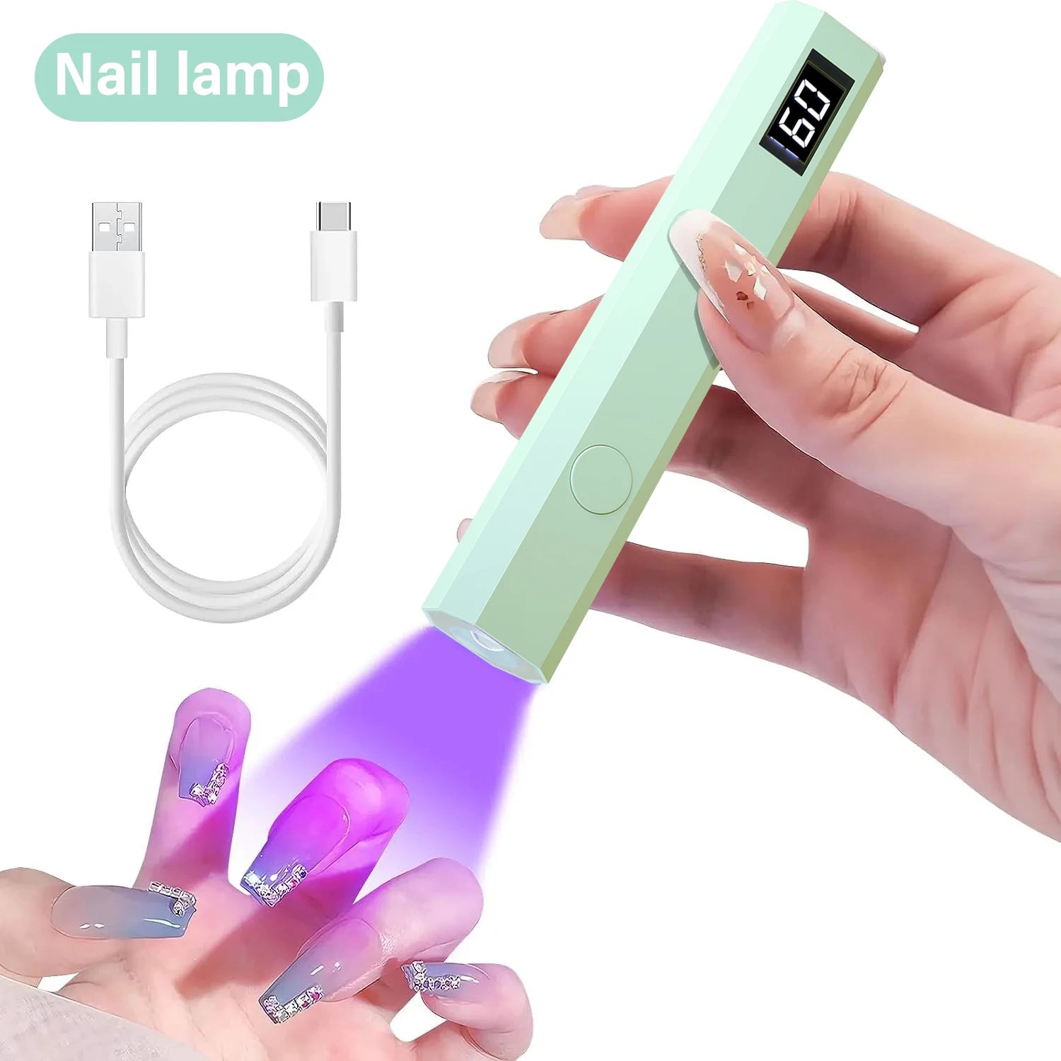 YIKOOLIN Handheld UV LED Light for Nails USB Mini Nail Dryer Nail Light for Curing All Nail Gel UV LED Nail Lamp Home Travel Use