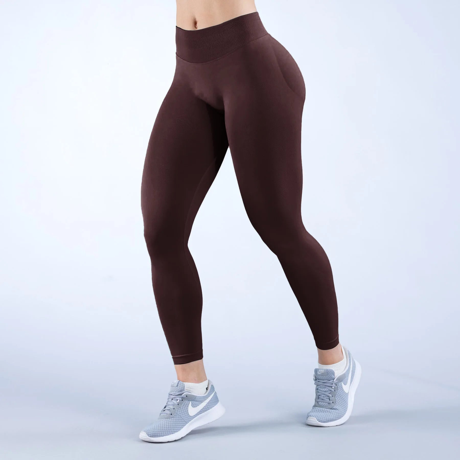 D LOGO Im-pact pleated waist seamless sports fitness pants thin legs breathable quick-drying