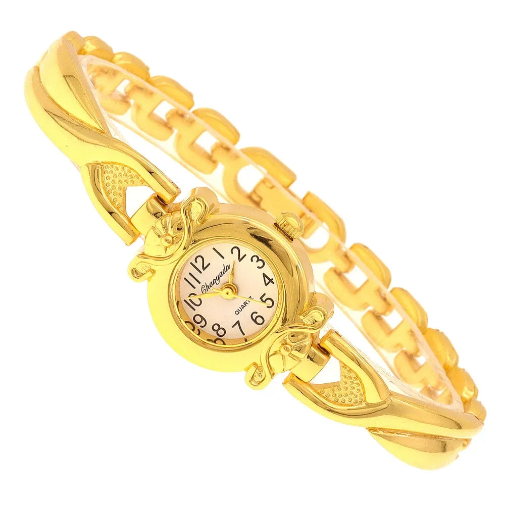Luxury Woman Lady Pendant Bangle Bracelet Wristwatches Young Female Girls Waterproof Gifts Thin Strap Watches gold watch women