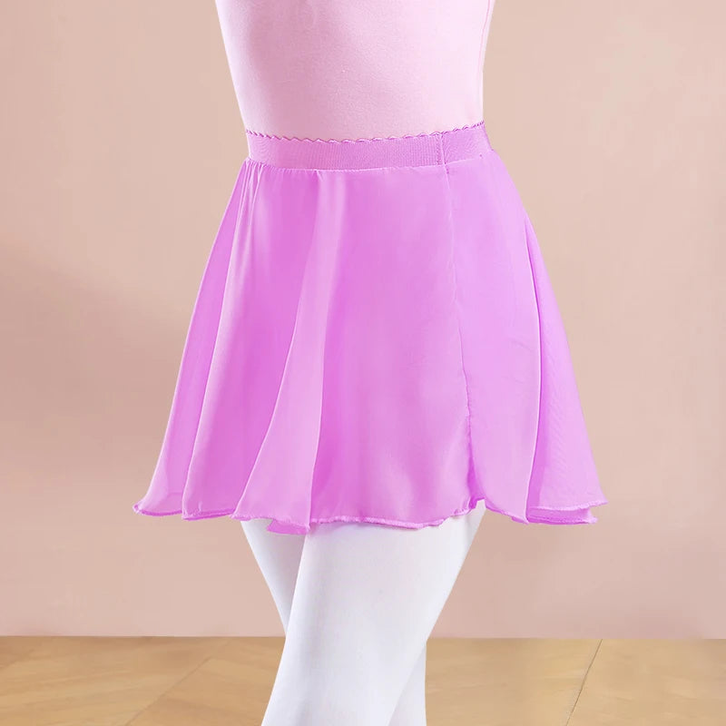 Ballet Skirt for Girls Chiffon Ballet Skirt Women Sheer Dance Skirt Elastic Waist Skirt Kid Pull on Skirt Adult Mini Dance Skirt