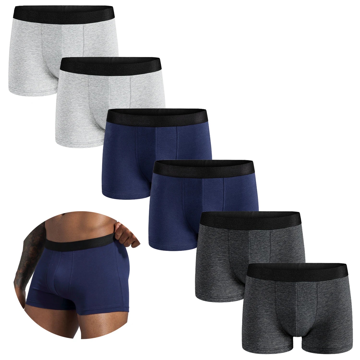 6pcs Pack 2024 Men Panties Cotton Underwear Male Brand Boxer And Underpants For Homme Luxury Set Shorts Box Slip Kit