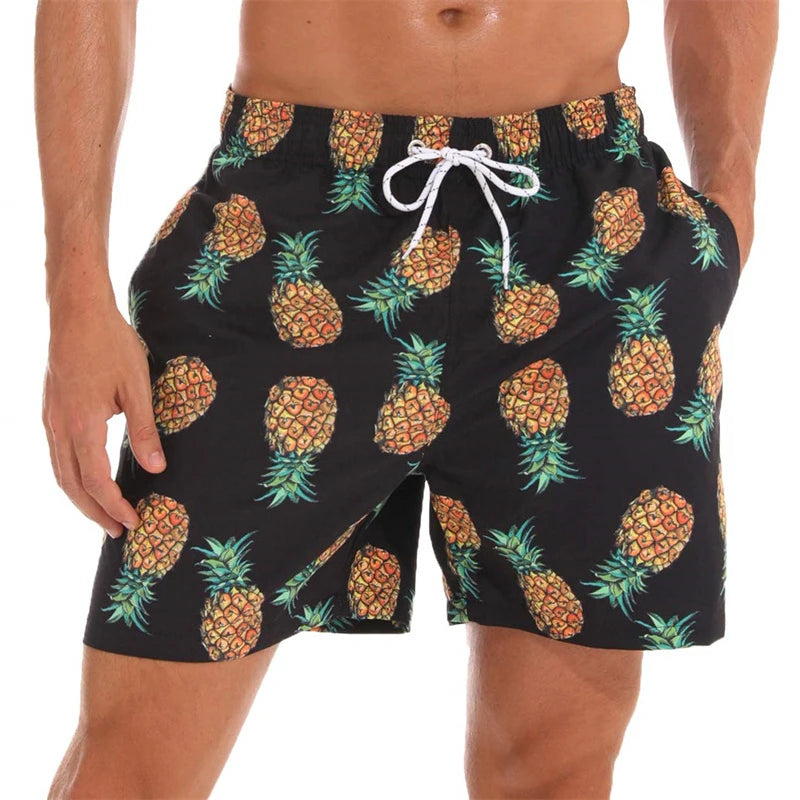 New 3D Simple Graphic Beach Shorts Men Women Fruit Pineapple Print Surf Board Trunks Hawaii Swimwear Pants Kids Cool Ice Shorts