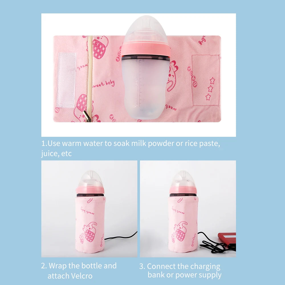 Universal Baby Bottle Warmer Water Formula Milk Warmer Baby Bag USB Nursing Bottle Heater Portable Thermal Bag for Travel