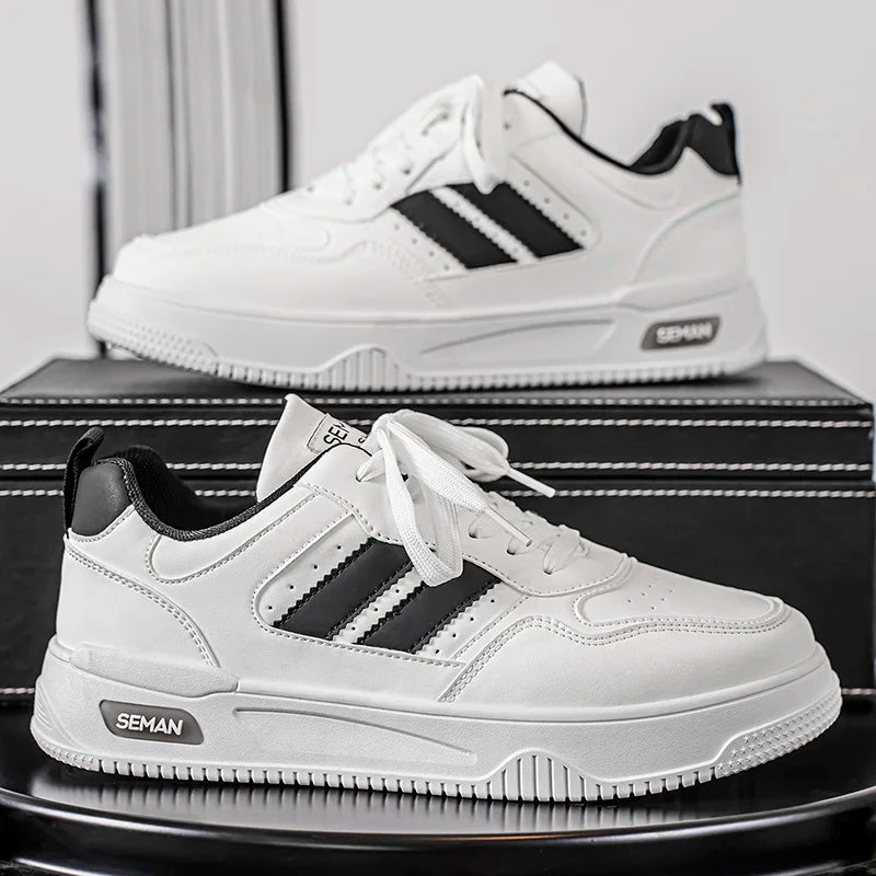 Students' white shoes four season breathable soft-sole non-slip men's casual flat shoes fashion youth outdoor sports board shoes