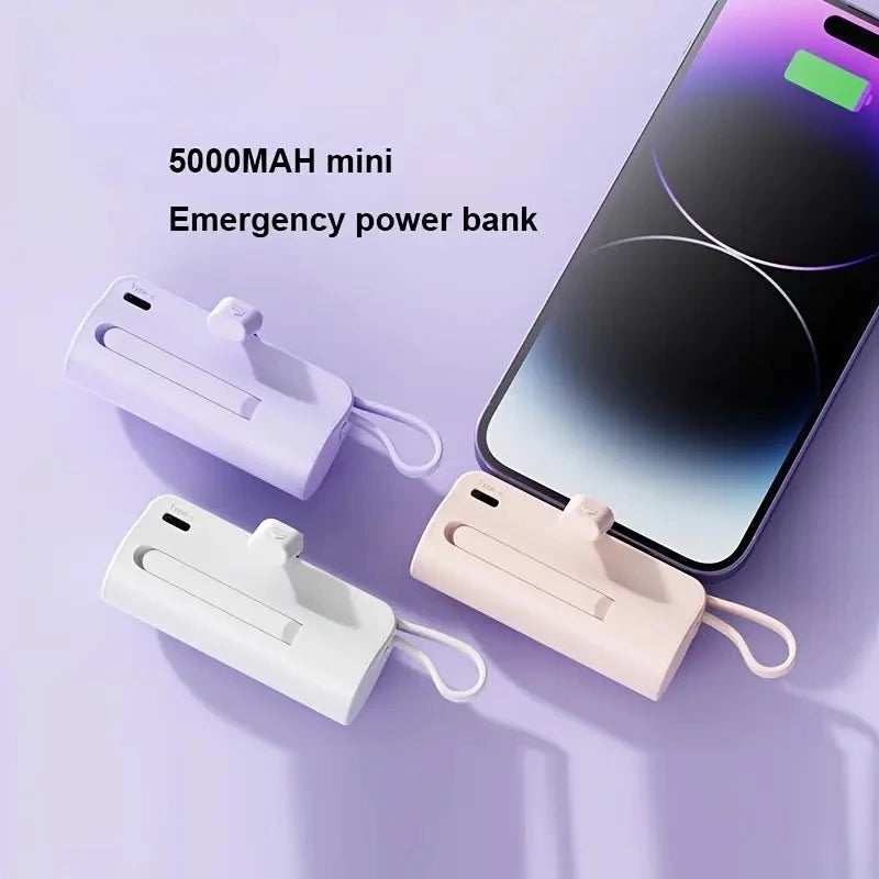 Pocket-sized Mini Power Bank Compact External Battery Portable Charger 5000mAh Spare Battery for iPhone Samsung Xiaomi