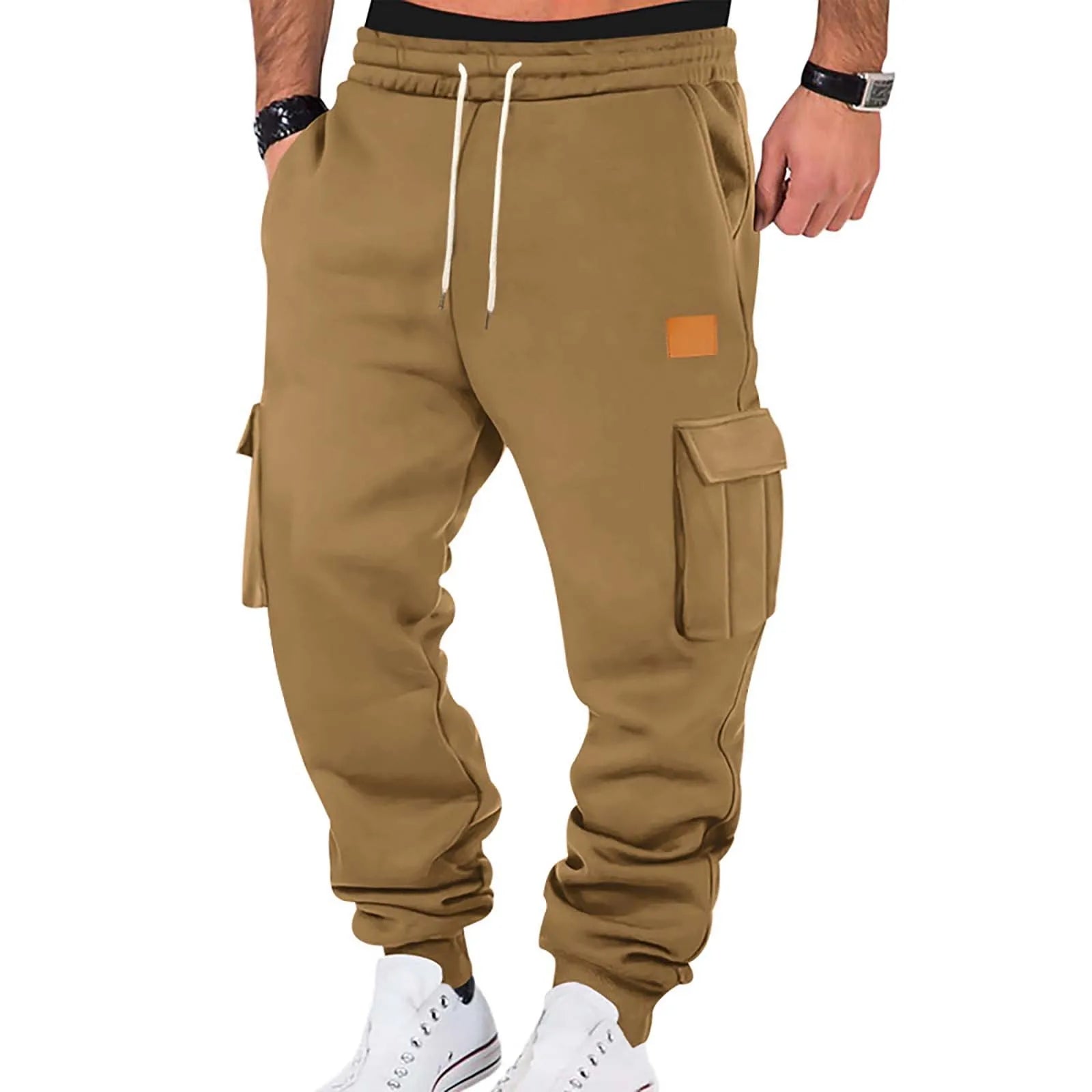 Men's Cargo Pants 2025 New Casual Loose Autumn Winter Straight Baggy Pants Multi-Pockets Solid Color Pinting Sweatpants ﻿