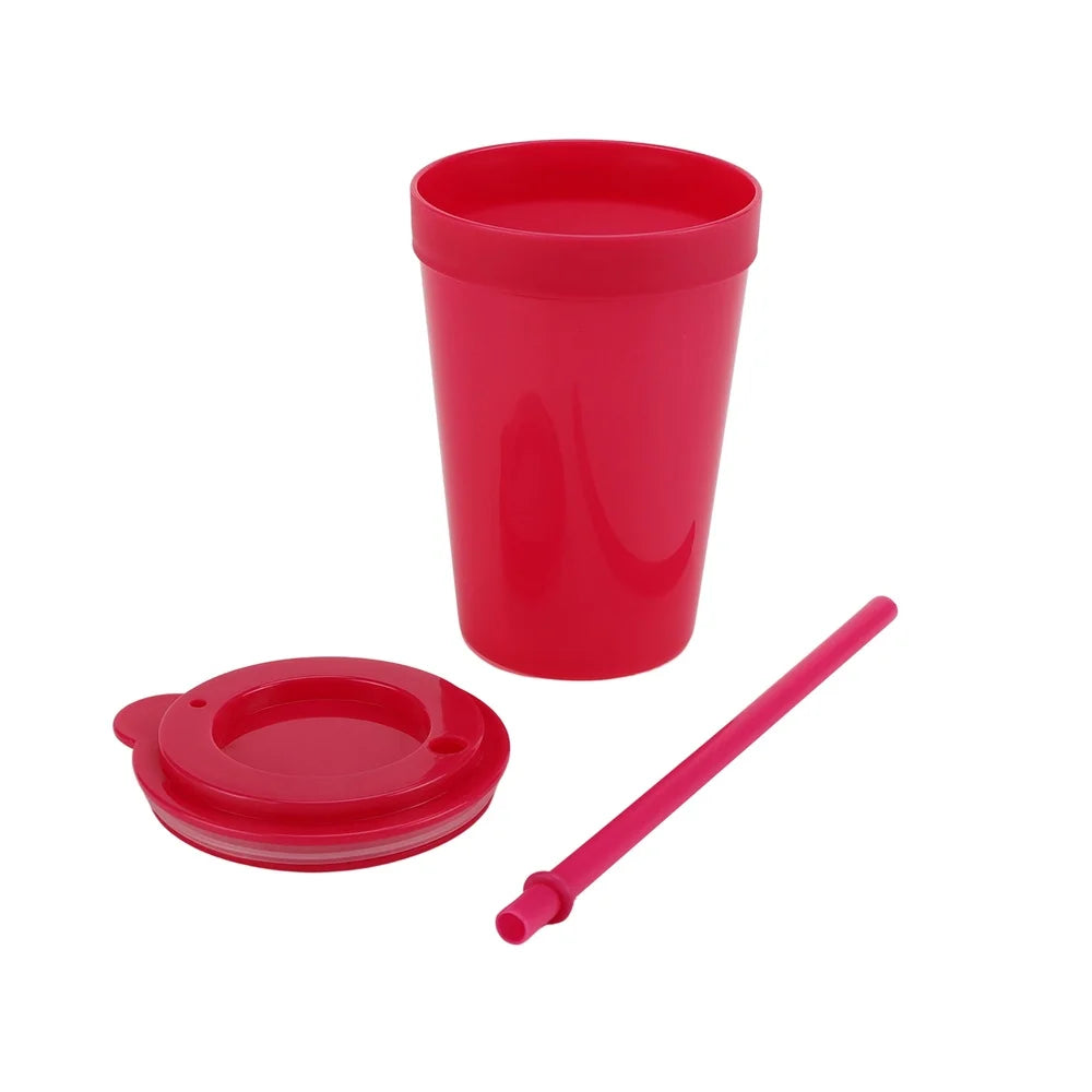 4-Pack 15oz Plastic Tumblers with Lids Straws Dishwasher Safe Spill Proof Kids Drinkware Set Perfect Picnics Playdates