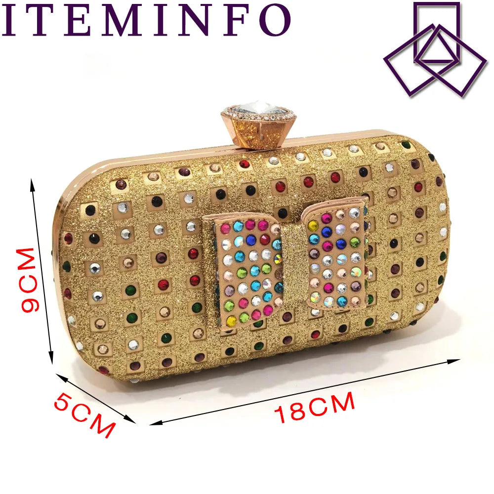 2024 Gold Party Shoe and Bag for Wedding Italy Style Matching Shoes and Purse Set for Bride Bridal High Heels Sandals Bag