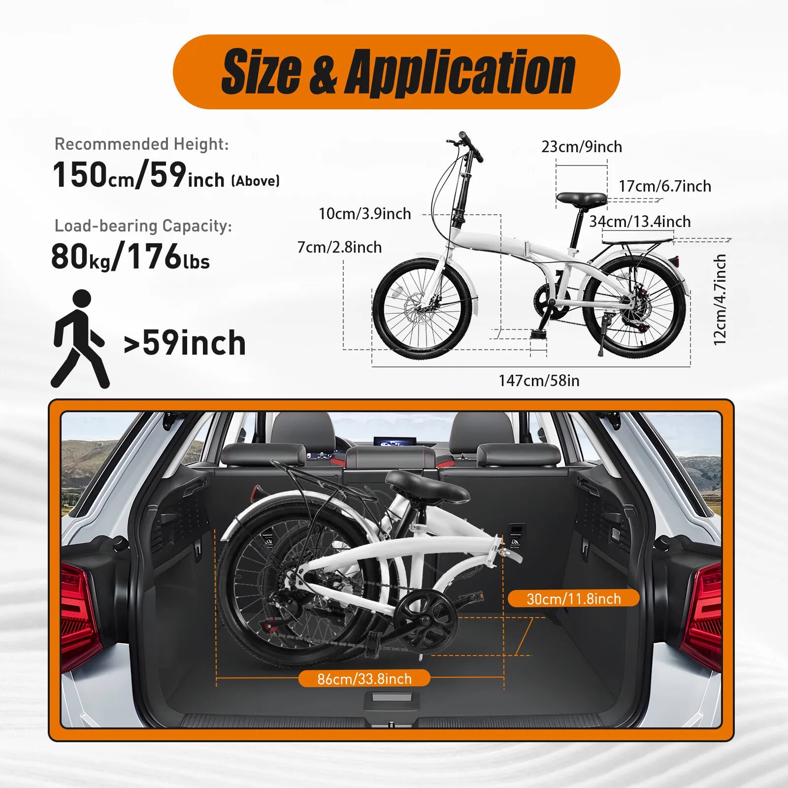20 Inch Folding Bike 7 Speed Gears High Carbon Steel Frame Adjustable Seat Portable Bicycle for Adults