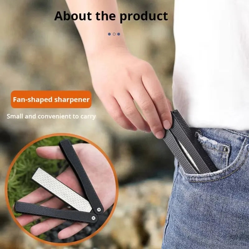 Portable Double Side Grindstone Professional Kitchen Sharpener Outdoor For Pocket Folding Knife Sharpening Stone Non-slip Handle