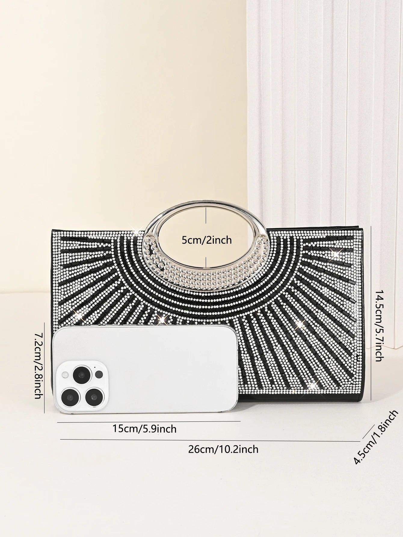 Women's Dinner Bag, European and American Retro Big Ring Clutch, Advanced Texture Diamond Flash Bridal Dinner Bag