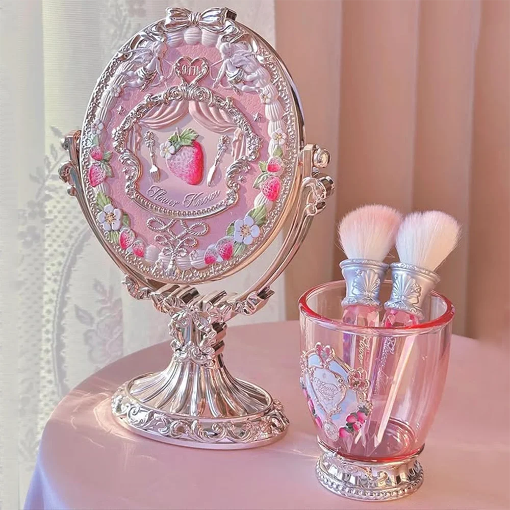 Flower Knows 9th Anniversary Limited Edition Luxury Vanity Mirror with Paddle Hair Brush And Brush Holder Set for Makeup Desk