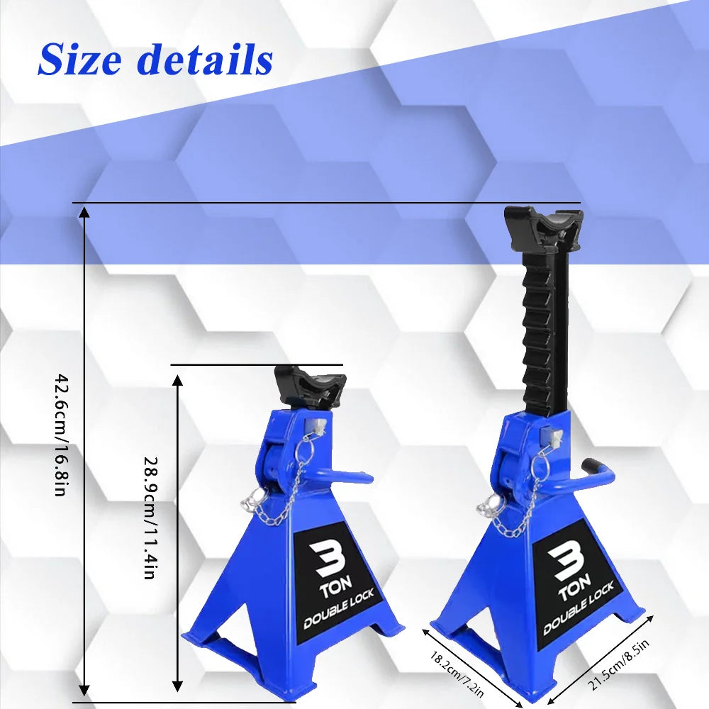 1 Pair 3 Ton Jack Stands Double Safety Pin 6000 lbs Capacity, Adjustable Height for Lifting SUV Pickup Truck Car