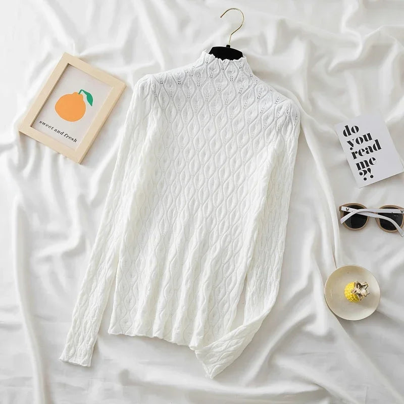 AOSSVIAO 2025 Turtleneck Women Sweaters Autumn Winter Warm Pullover Slim Tops Knitted Sweater Jumper Soft Pull Female