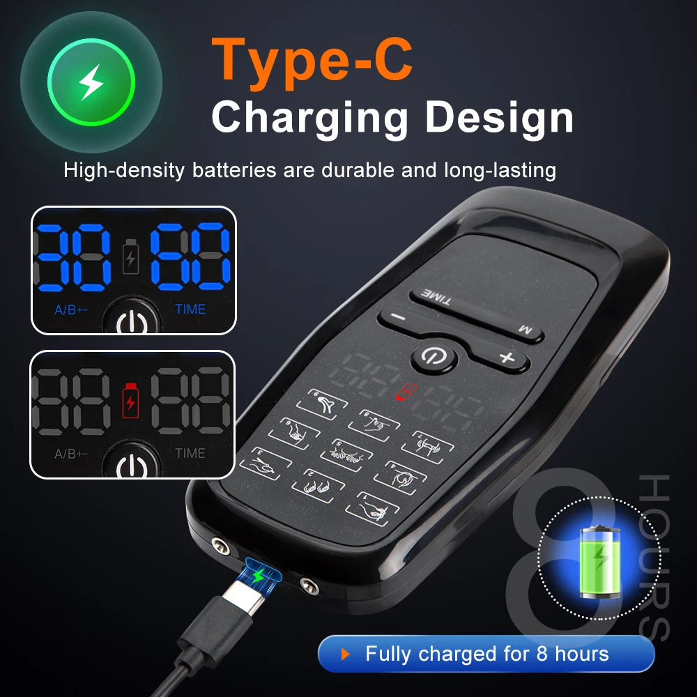 Professional Tens Electric Stimulation Massager Muscle EMS Therapy Pain Relief Adjustable Lightweight LCD Display Body Massager