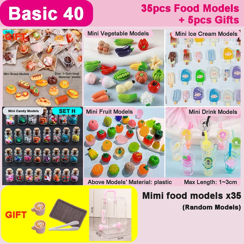 DIY Miniature Doll House Refrigerator Food Toy Simulative Fridge Microwave Oven Kitchen Utensils For Girls Kids Christmas Gifts
