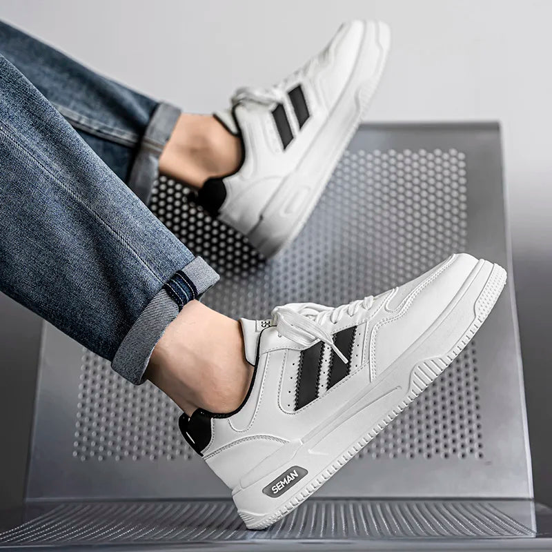 Students' white shoes four season breathable soft-sole non-slip men's casual flat shoes fashion youth outdoor sports board shoes