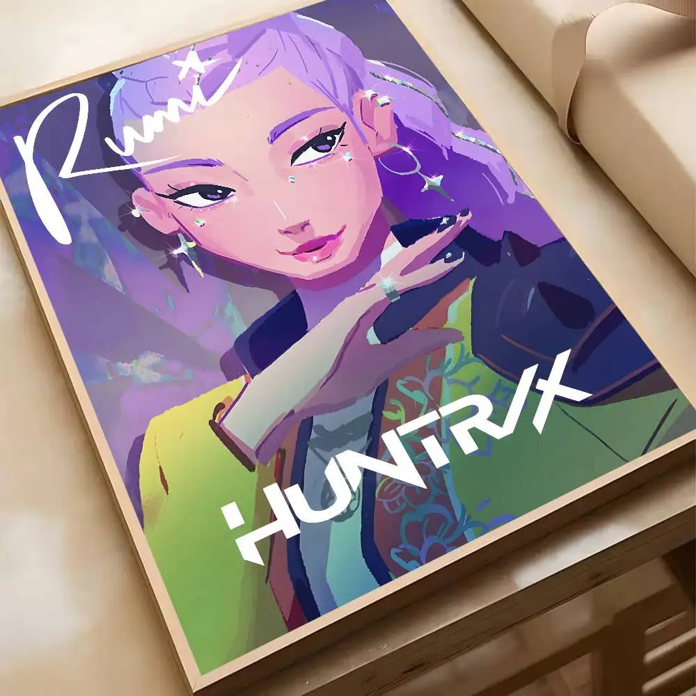 Hot Movie K-pop D-Demon H-Hunters Anime Poster Waterproof HD Art Wall Decal Self-Adhesive Print. Aesthetic Home Room Decor for L