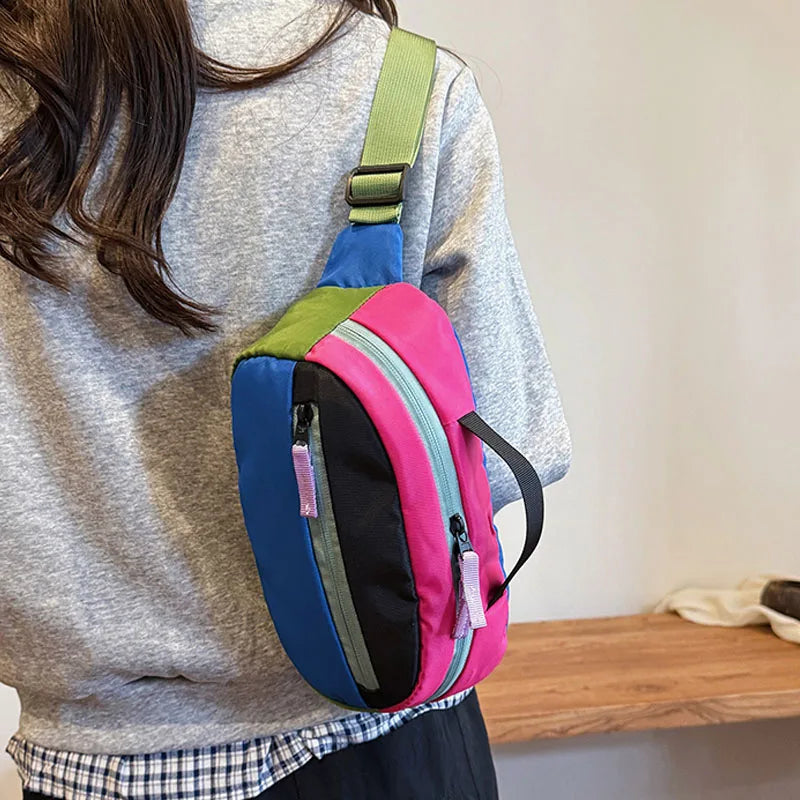 Dopamine Oxford Women Waist Bag Contrast color Chest Bag Fashion Shoulder Bag Unisex Suitable for shopping Outdoor Crossbody Bag