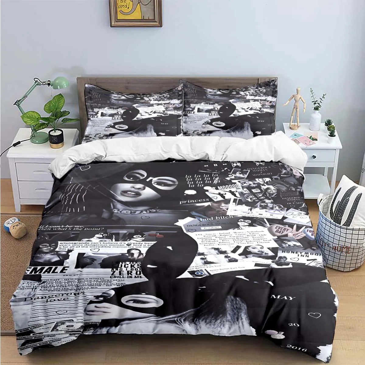 Fashion Pop Singer A-Ariana G-Grande Print Bedding Sets Bed Supplies Set Duvet Cover Bed Comforter Set Bedding Set Luxury Gift