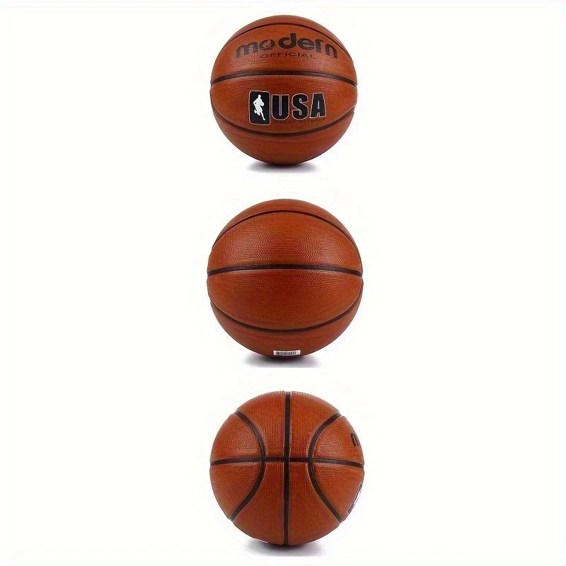 1pc official adult teenager basketball - brown size 4/5/6/7 basketball - durable rubber indoor/outdoor professional game ball