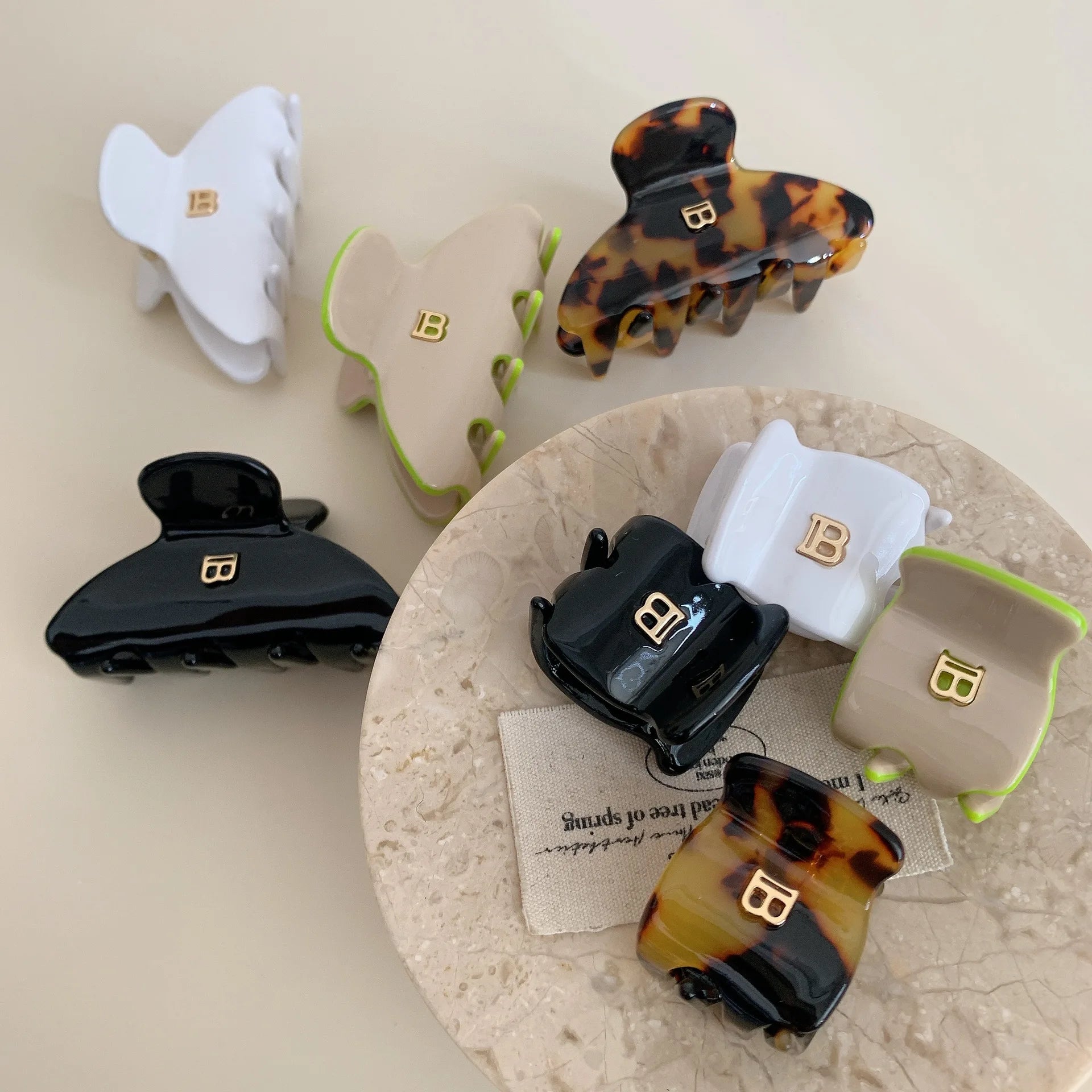 Korean Style of letter B Hairclaw for Women Acetic Acid Arc Grab Clip Girl High Ponytail Premium Hair Accessories Crab Hairpin