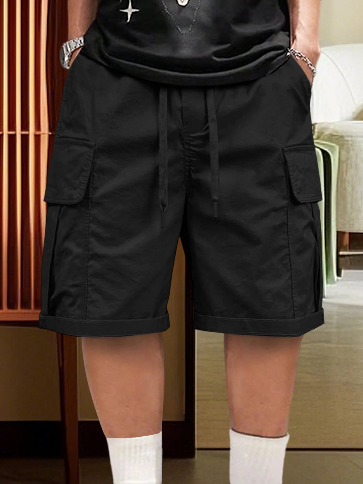 Men s Lightweight Quick Dry Cargo Shorts with Elastic Waistband and Multiple Pockets for Outdoor Activities