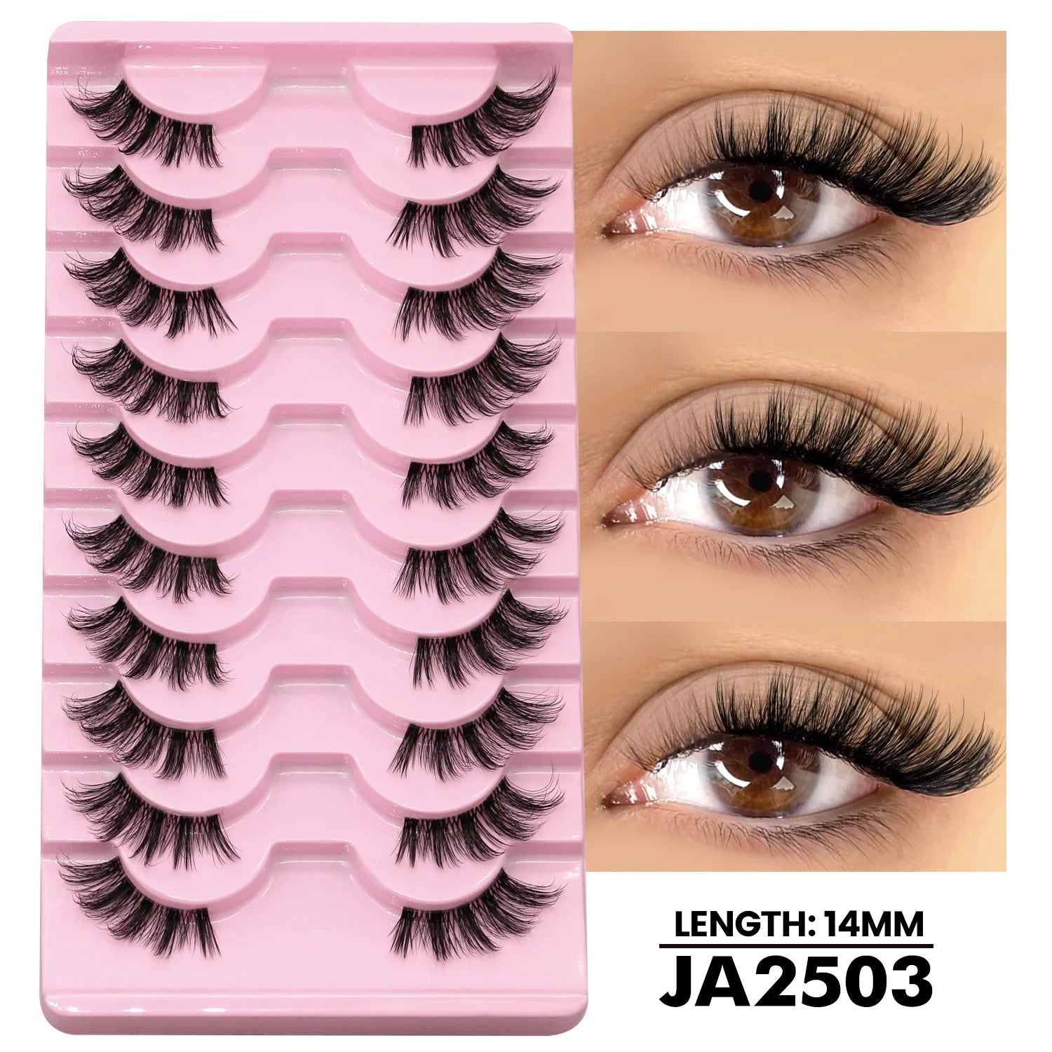 GROINNEYA Two Boxs Half Eyelashes Natural Fluffy Cat Eye Lashes Soft Wispy Faux Mink Lashes Winged End Eye Elongated Eyelashes