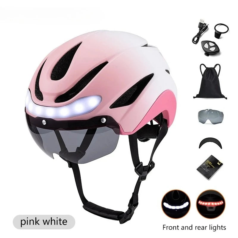 Horntour New Bicycle Helmet Road cycling bicycle helmet with led Men and Women Outdoor Sports Integrally Molded lightweight